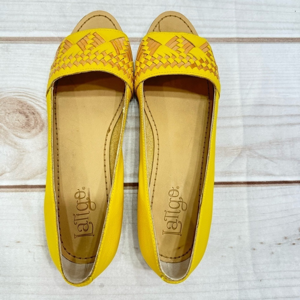 Latigo Yellow Woven Peep-Toe Flats - Picture 4 of 13